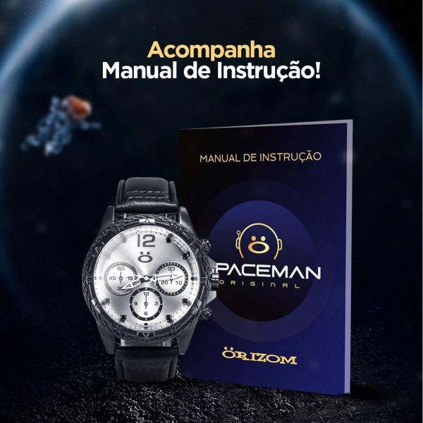 Imagem de Relogio masculino preto aço inox + prata cordão cruz + caixa social presente analogico grande casual