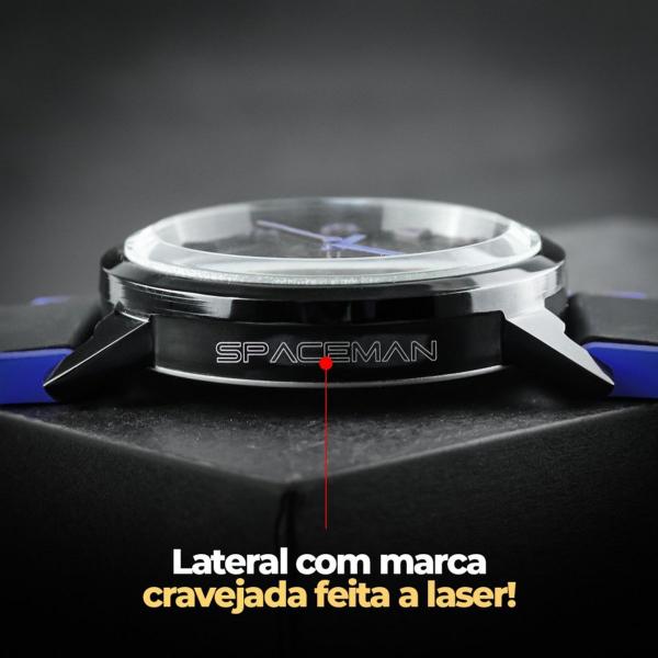 Imagem de relogio masculino preto qualidade premium aço inox analogico azul social presente ajustavel original