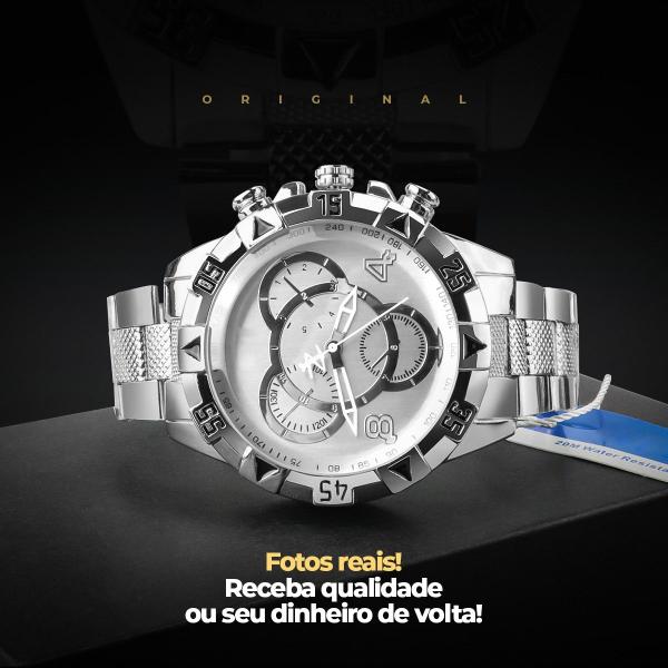 Relógio Masculino Prova D'Agua Aço + Corrente pingente pai nosso - Orizom Imagem de Relógio Masculino Prova D'Agua Aço + Corrente pingente pai nosso