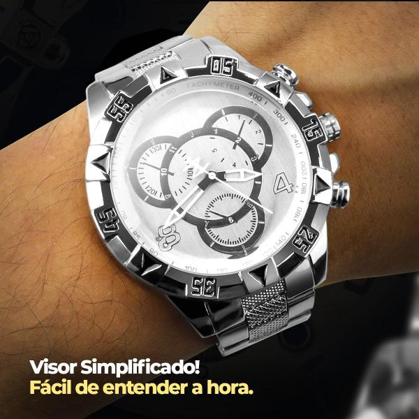 Relógio Masculino Prova D'Agua Aço + Corrente pingente pai nosso - Orizom Imagem de Relógio Masculino Prova D'Agua Aço + Corrente pingente pai nosso