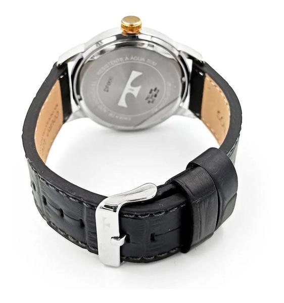 Imagem de Relógio Masculino Pulseira de Couro Technos Prata Aço Inox Quartz Grande Grandtech 6P57AF/0K