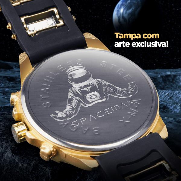 Imagem de Relogio Masculino pulseira silicone analogico dourado