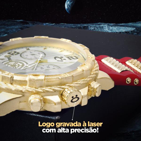 Imagem de Relogio Masculino pulseira silicone analogico dourado