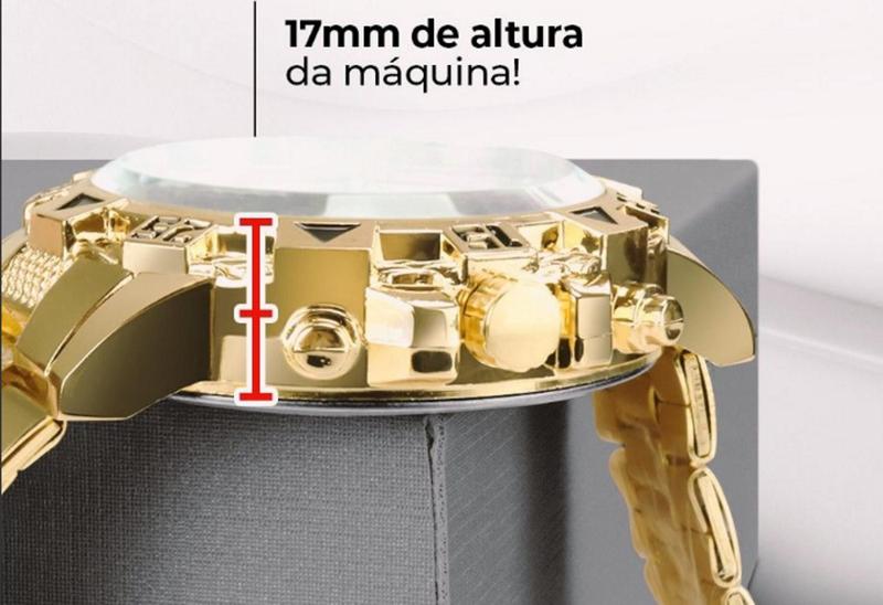 Imagem de Relogio Masculino Quartz Original Prova D'agua + Kit Cordão Banhado a Ouro + Pulseira 