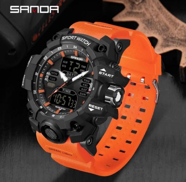 Imagem de Relógio Masculino Sanda 6126 Militar Tático Black Orange