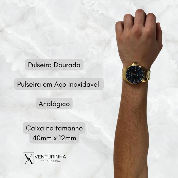 Imagem de Relógio Masculino Seculus Dourado Long Life 20802GPSVDA2