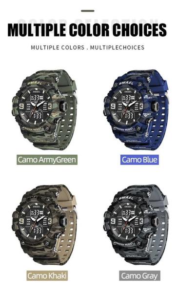 Relógio Masculino Smael 8049 Verde Camuflado Imagem de Relógio Masculino Smael 8049 Verde Camuflado
