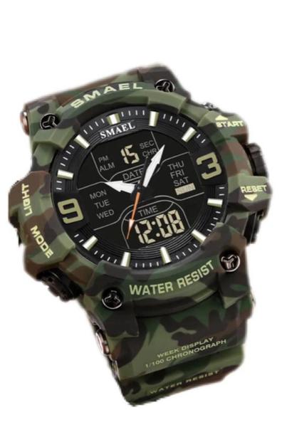 Relógio Masculino Smael 8049 Verde Camuflado Imagem de Relógio Masculino Smael 8049 Verde Camuflado