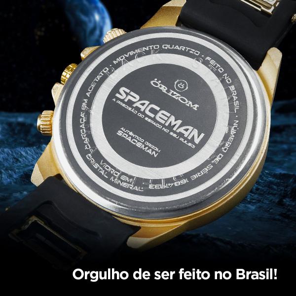 Imagem de Relógio Masculino Spaceman analogico dourado + copo