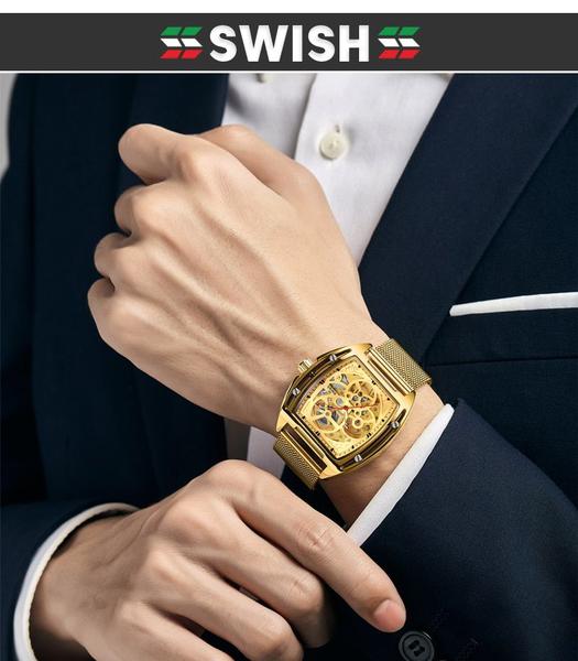 Imagem de Relógio Masculino SWISH Luxo Ouro Mecânico 