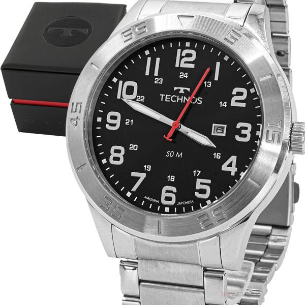 Relogio Masculino Technos Analogico Aço Inoxidavel Prata Militar Original Resistente a Agu... Relogio Masculino Technos Analogico Aço Inoxidavel Prata Militar Original Resistente a Agu...