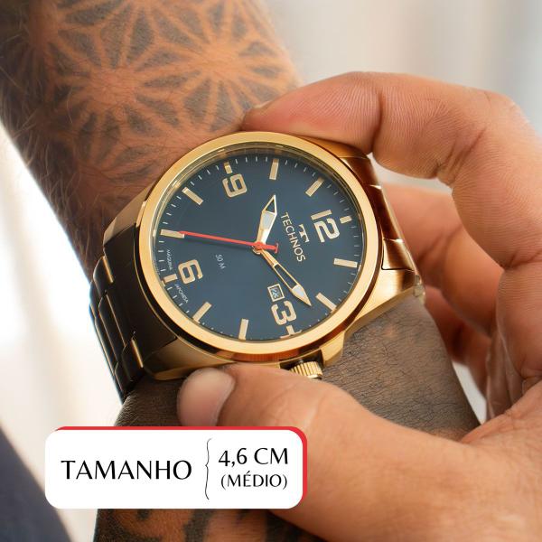 Imagem de Relógio Masculino Technos Analógico Dourado Militar 2115NAT/1A Calendário