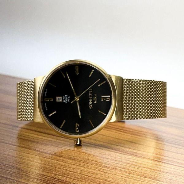 Imagem de Relógio Masculino Technos Dourado Safira Slim GM12AA/1P