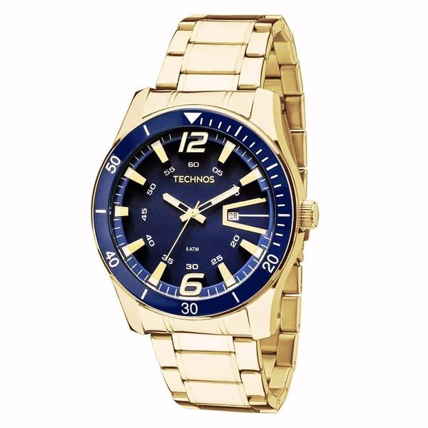 Imagem de Relógio Masculino Technos Executivo Moderno Confortável Original Pulseira de Aço Inoxidável Dourado 2115LAJS/4A