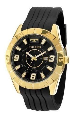 Imagem de Relogio Masculino Technos Silicone Preto Dourado 2115KZA/8P