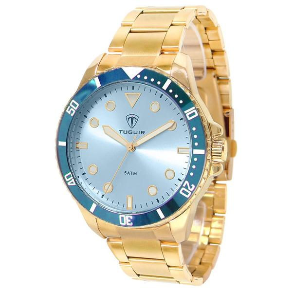 Imagem de Relógio Masculino Tuguir Analógico TG157 Dourado e Azul