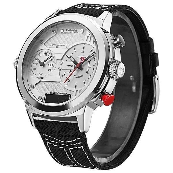 Imagem de Relógio Masculino Weide Anadigi Wh-6405 - Preto Prata Branco