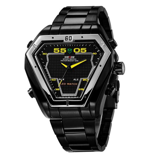 Imagem de Relógio Masculino Weide Anadigi Wh1102B - Preto E Amarelo