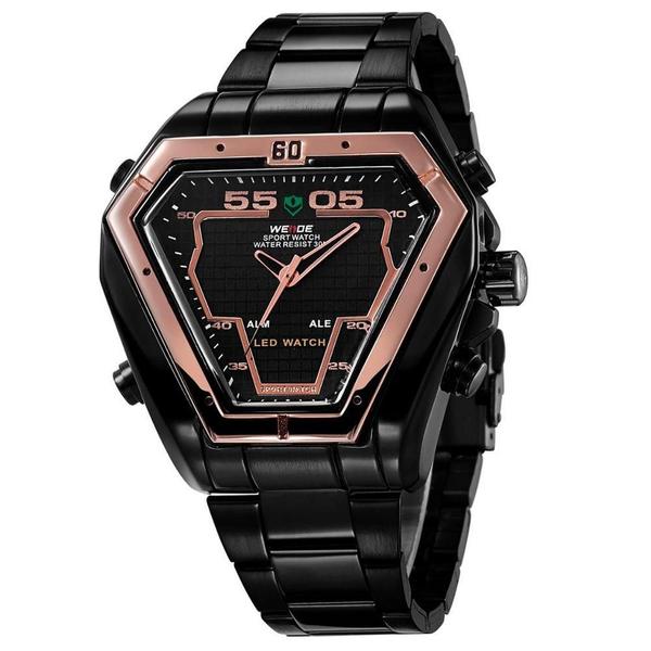 Imagem de Relógio Masculino Weide Anadigi Wh1102B - Preto E Dourado