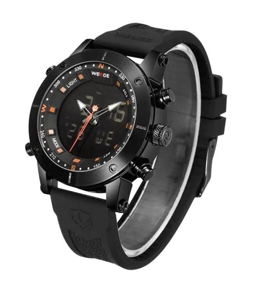 Imagem de Relógio Masculino Weide Anadigi WH6309B Preto Com Laranja