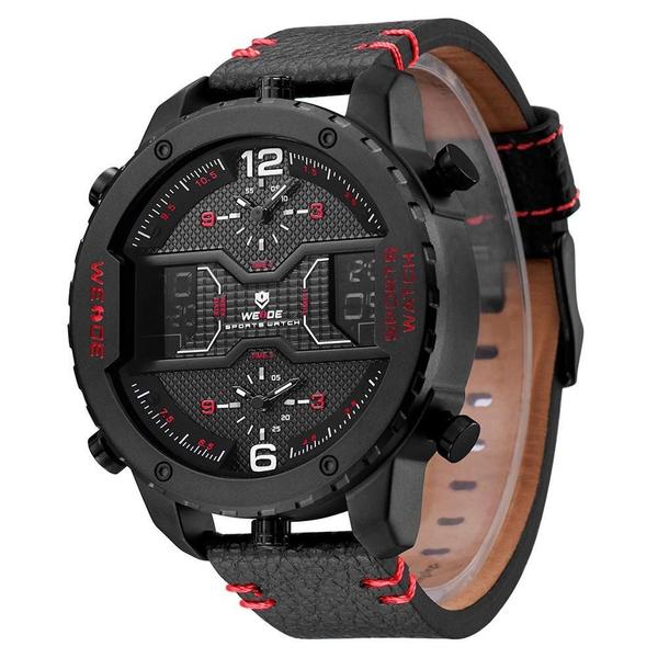 Imagem de Relógio Masculino Weide Anadigi Wh6401B - Preto E Vermelho