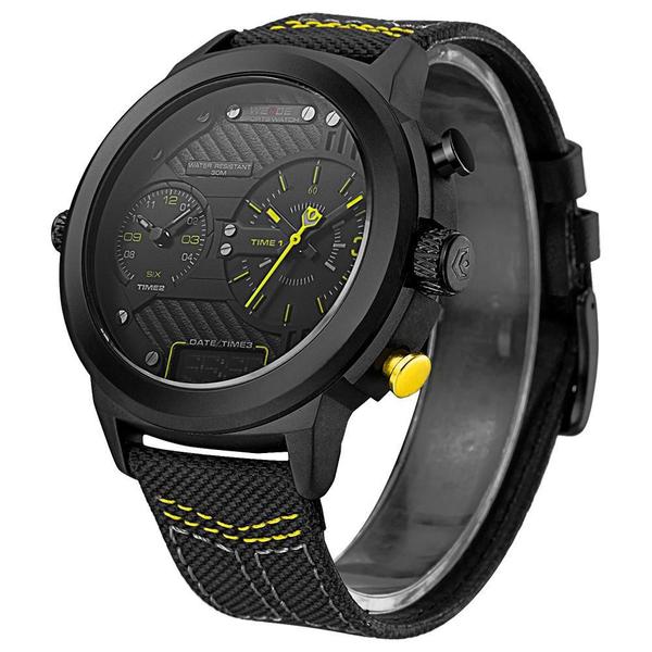 Imagem de Relógio Masculino Weide Anadigi Wh6405B - Preto E Amarelo