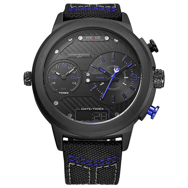 Imagem de Relógio Masculino Weide AnaDigi WH6405B Preto e Azul