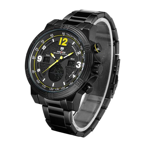 Imagem de Relógio Masculino Weide Anadigi Wh6908B - Preto E Amarelo