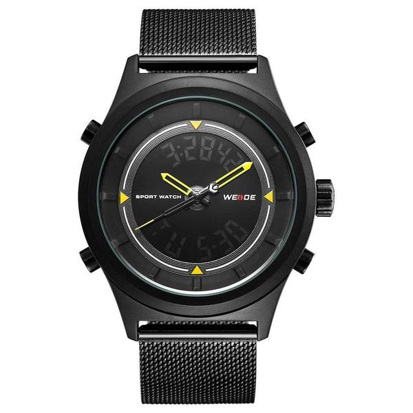 Imagem de Relógio Masculino Weide Anadigi Wh7305B - Preto E Amarelo