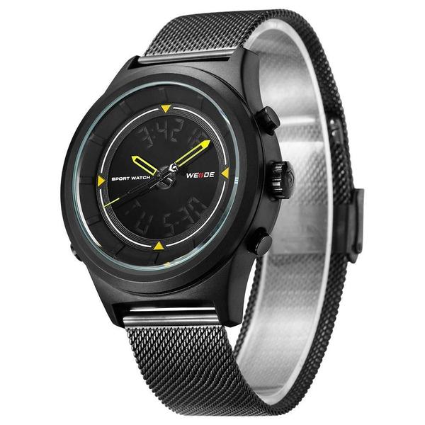 Imagem de Relógio Masculino Weide Anadigi Wh7305B - Preto E Amarelo