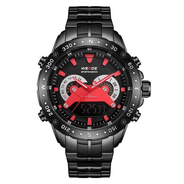 Imagem de Relógio Masculino Weide Anadigi Wh8501B - Preto E Vermelho