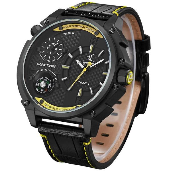 Imagem de Relógio Masculino Weide Analógico Uv1507B - Preto E Amarelo