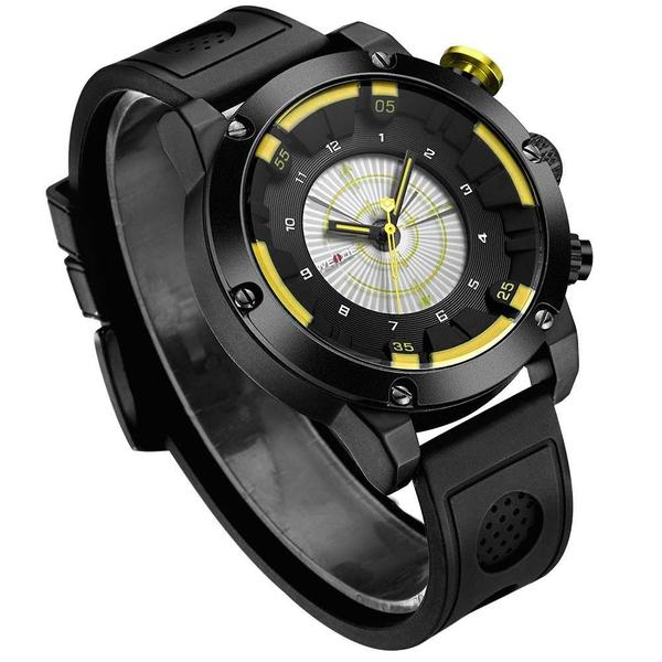 Relógio Masculino Weide Analógico WH-6301 Preto e Amarelo Imagem de Relógio Masculino Weide Analógico WH-6301 Preto e Amarelo