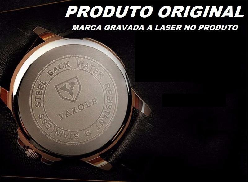 Imagem de Relógio Masculino Yazole 332 Total Black Pulseira Marrom