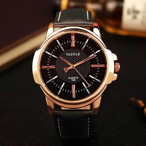 Imagem de Relógio Masculino Yazole 358 Couro Ferragem Bronze