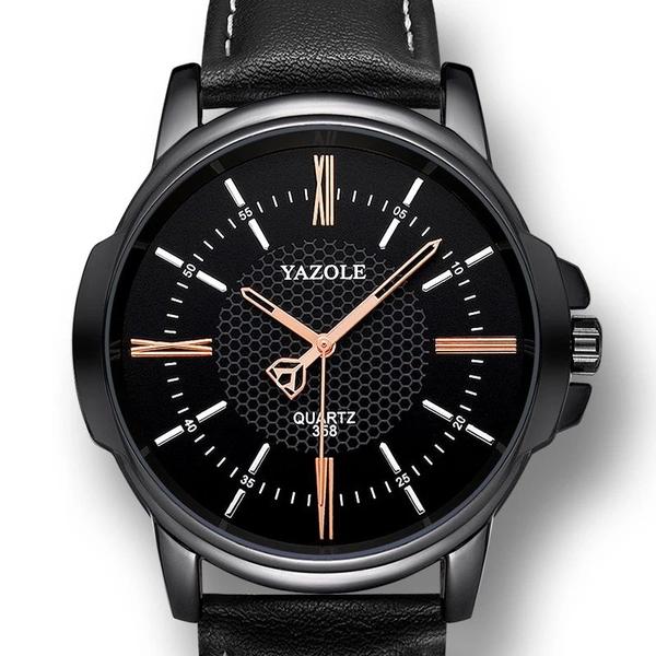 Imagem de Relógio Masculino Yazole 358 Total Black Pulseira Em Couro