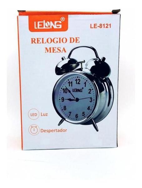 Imagem de Relógio Mesa Antigo Despertador Led Retro Lelong + 1 Pilha