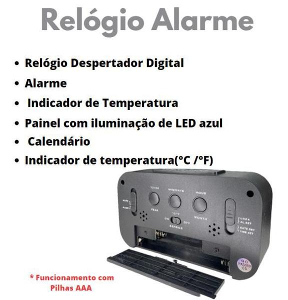 Imagem de Relógio Mesa Led Digital Calendário Termômetro Alarme Despertador