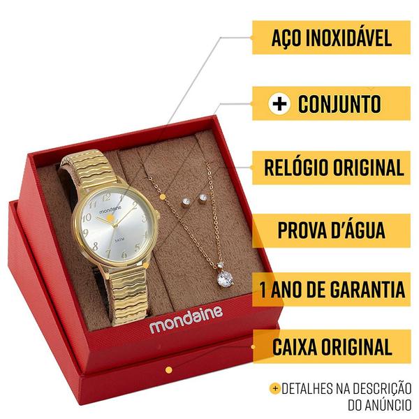 Imagem de Relógio Mondaine Dourado Feminino Prova Dágua Luxo Analógico