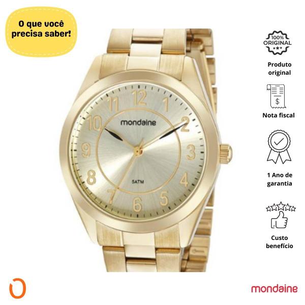 Imagem de Relógio Mondaine Feminino 32445LPMVDE1 Dourado Fundo Champ