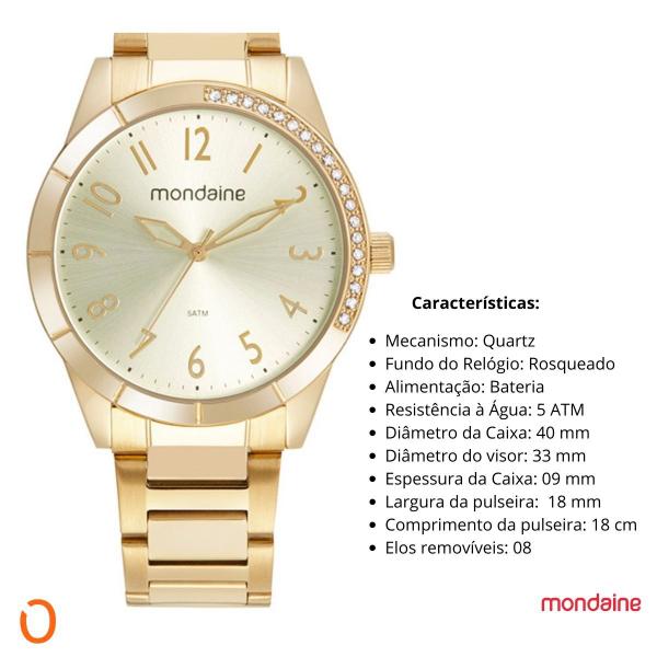 Imagem de Relógio Mondaine Feminino 32522LPMVDE1 Dourado F Champanhe