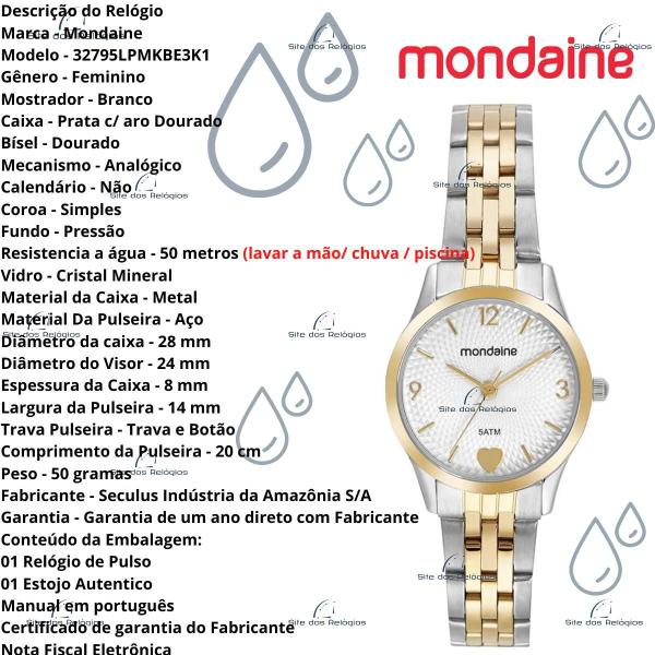 Imagem de Relógio Mondaine Feminino Bicolor KIT 32795LPMKBE3K1