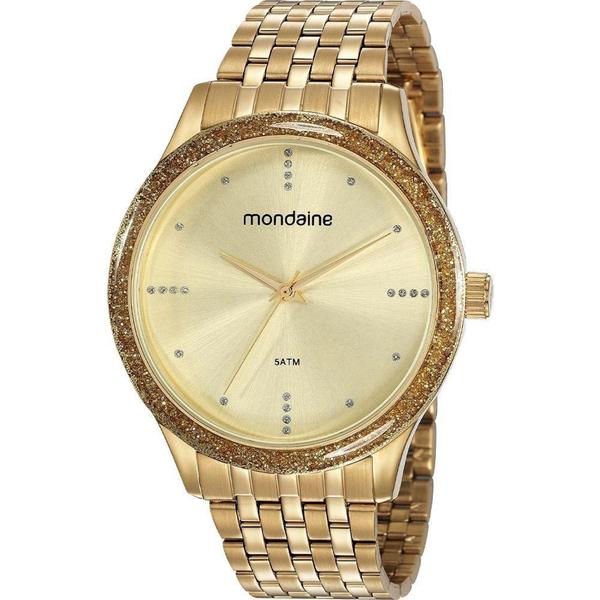 Imagem de Relógio Mondaine Feminino Dourado 53815LPMVDE1 Analógico 5 Atm Cristal Mineral Tamanho Grande