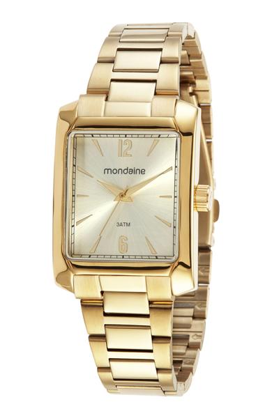 Relogio Mondaine Feminino dourado Banhado folheado social quadrado retangular luxo de aço 32417LPMVDE1 Imagem de Relogio Mondaine Feminino dourado Banhado folheado social quadrado retangular luxo de aço 32417LPMVDE1