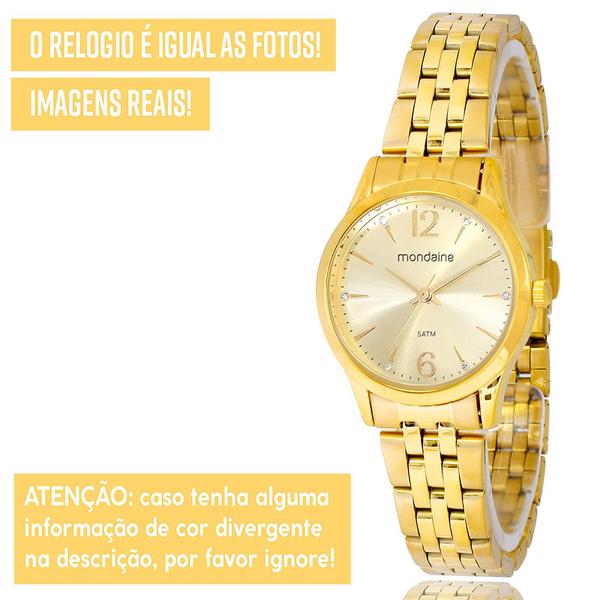 Imagem de Relógio Mondaine Feminino Dourado Original Luxo Prova Dágua