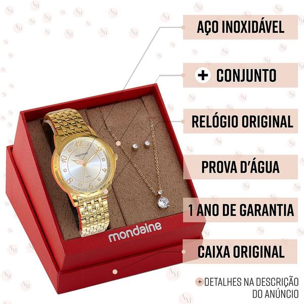 Imagem de Relógio Mondaine Feminino Dourado Prova Dágua Analógico Luxo