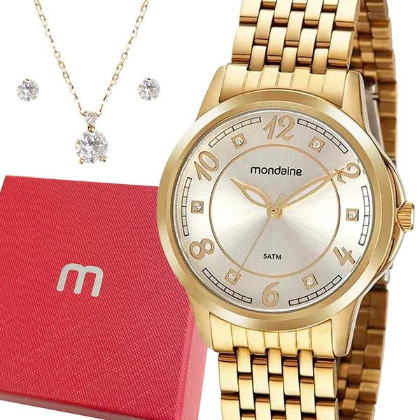 Imagem de Relógio Mondaine Feminino Dourado Prova Dágua Analógico Luxo