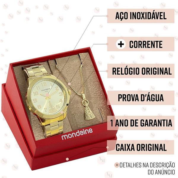 Imagem de Relógio Mondaine Feminino Dourado Prova Dágua Garantia 1 Ano