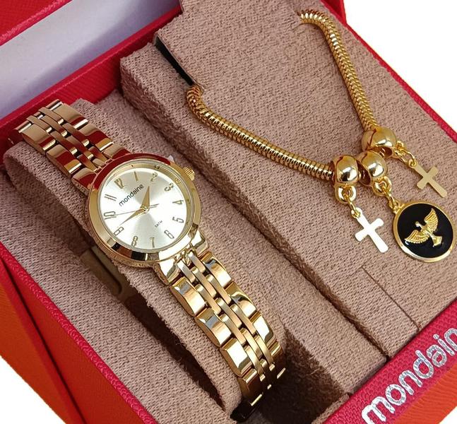 Imagem de Relógio Mondaine Feminino Original Dourado À Prova D'Água com NF Pulseira 689D