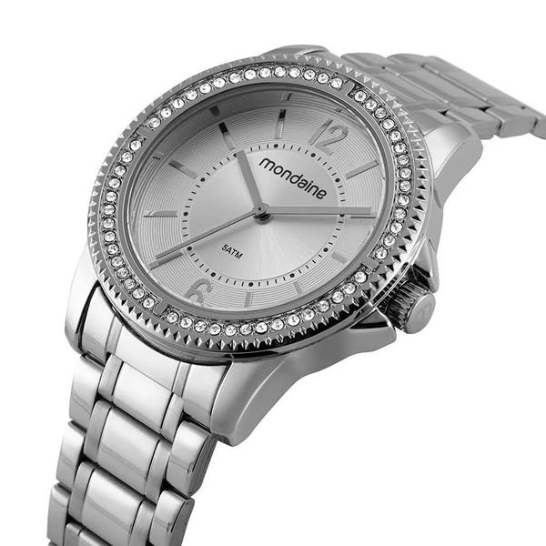 Imagem de Relogio Mondaine Feminino prata grande strass luxo cravejado social 53601L0MVNE5